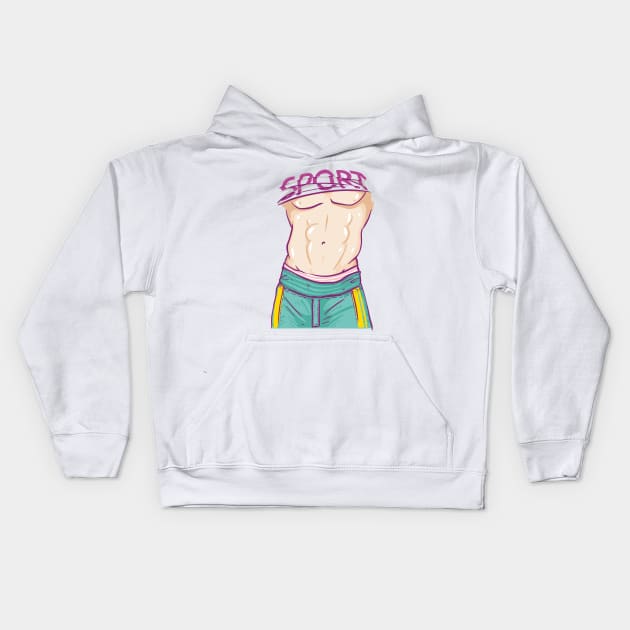 six pack body Kids Hoodie by ilygraphics